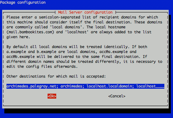 Exim4 mail destination configuration on Debian 5 (Lenny).