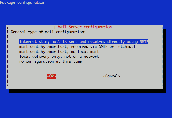 Exim4 mail delivery type configuration on Debian 6 (Squeeze).